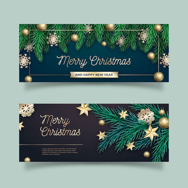 Set of realistic christmas banners