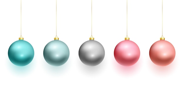 Free vector set of realistic christmas bauble element for xmas design