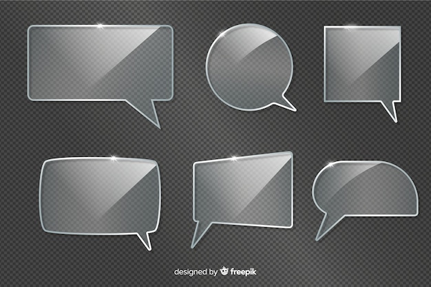 Free vector set of realistic glass speech bubbles