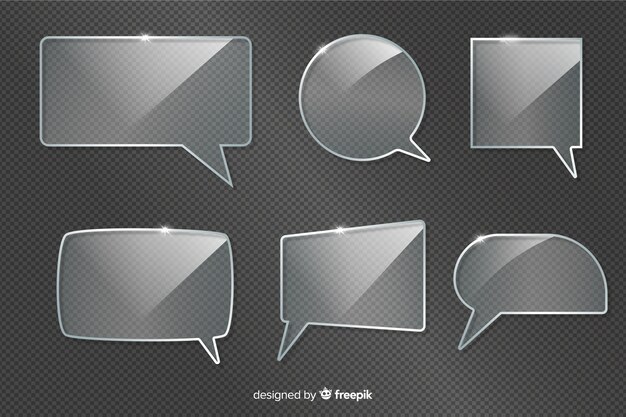 Set of realistic glass speech bubbles