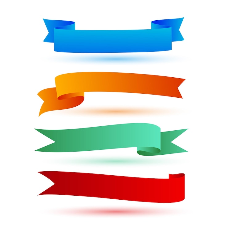Free Vector set of realistic ribbon band element banner design