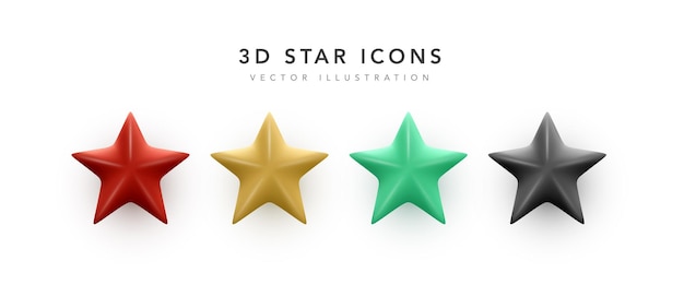 Set of realistic star icons isolated on white