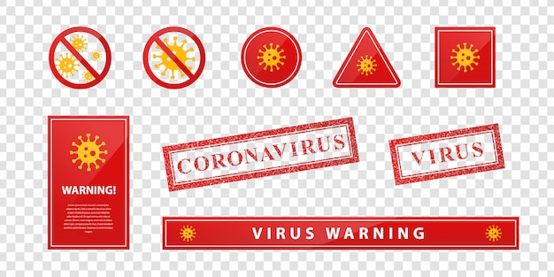 Download Free Set Of Realistic Warning Signs Of Virus And Coronavirus For Use our free logo maker to create a logo and build your brand. Put your logo on business cards, promotional products, or your website for brand visibility.