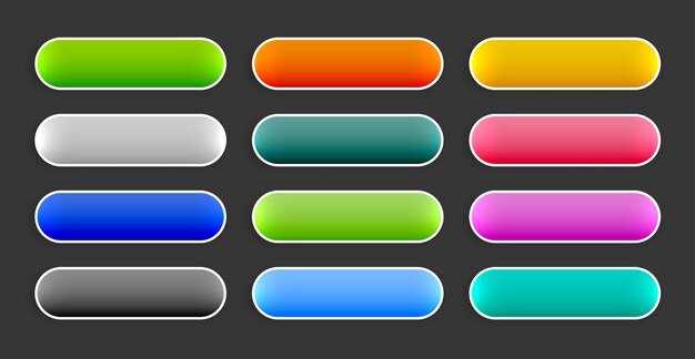 set of rectangle shape web button element sign in different color