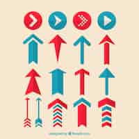 Free vector set of red and blue arrows in flat design