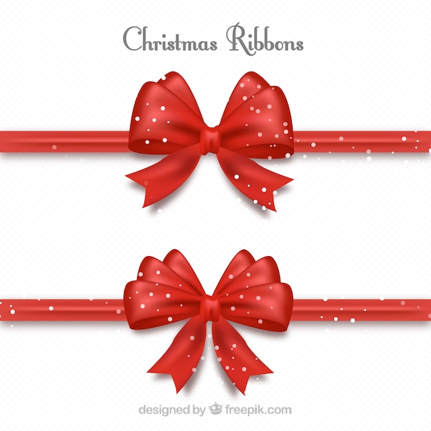 Free vector set of red decorative ribbons for christmas gifts