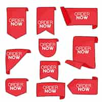Free vector set of red order now labels