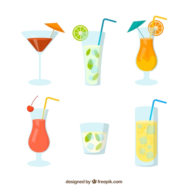 Set of refreshing drinks for the summer