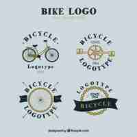 Vettore gratuito set di loghi retro bicicletta