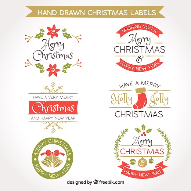 Набор ретро рождественские наклейки в винтажном стиле