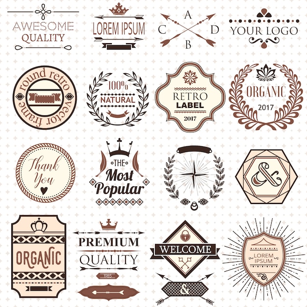 Free vector set of retro design labels and elements