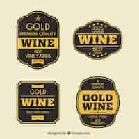 Free vector set of retro golden wine stickers