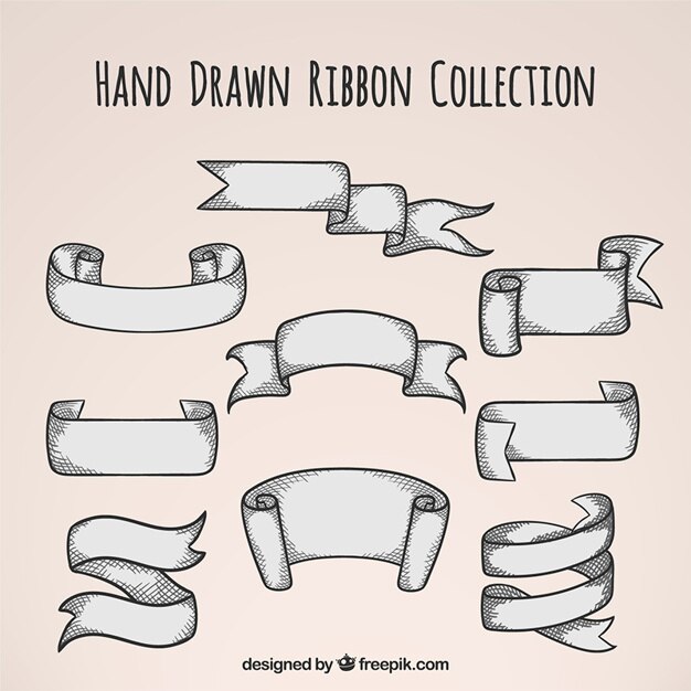 Free vector set of retro hand drawn ribbons