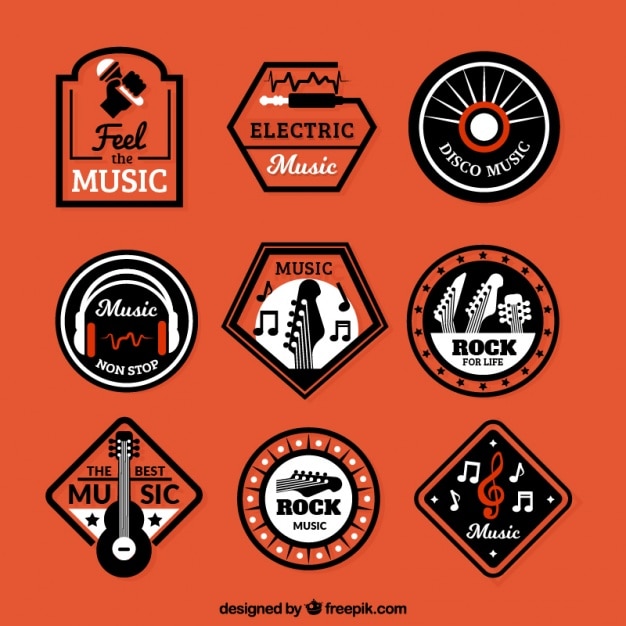 Set of retro music stickers