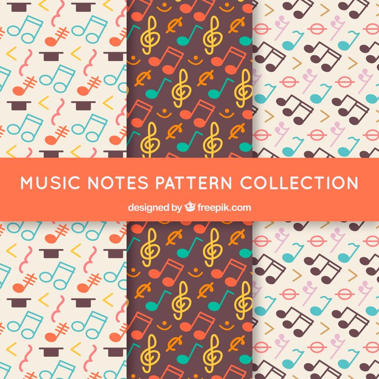 Free Vector set of retro patterns of musical notes