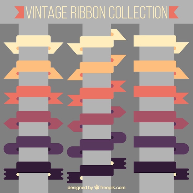 Free vector set of retro ribbons in flat design