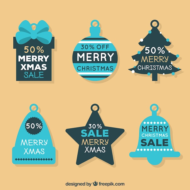 Free vector set of retro stickers for christmas sales