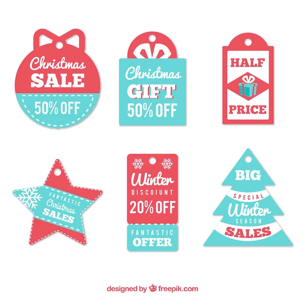 Free vector set of retro stickers for christmas sales