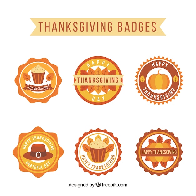 Set of retro thanksgiving stickers