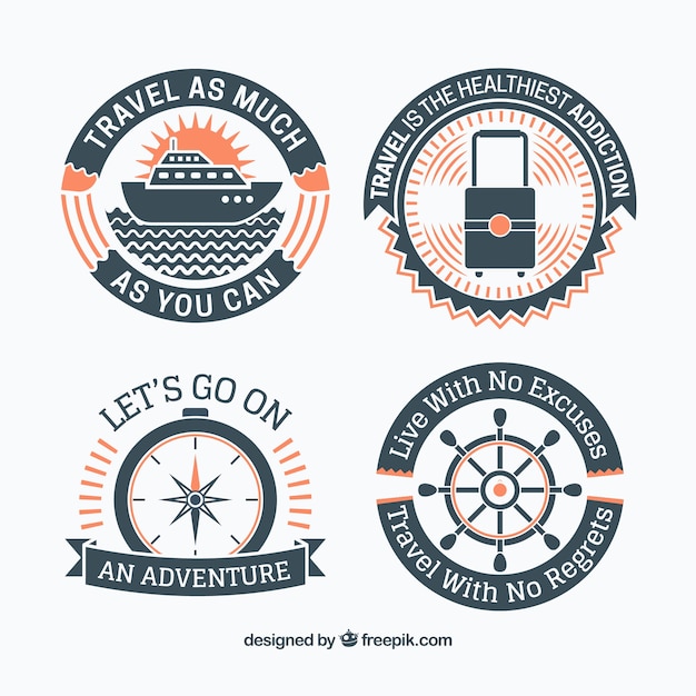 Free vector set of retro travel stickers with messages