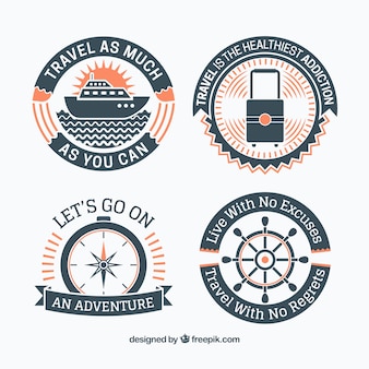 Set of retro travel stickers with messages