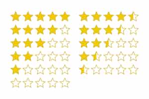 Vettore gratuito set of review stars (set delle stelle di recensione)
