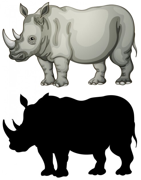 Set of rhinoceros character