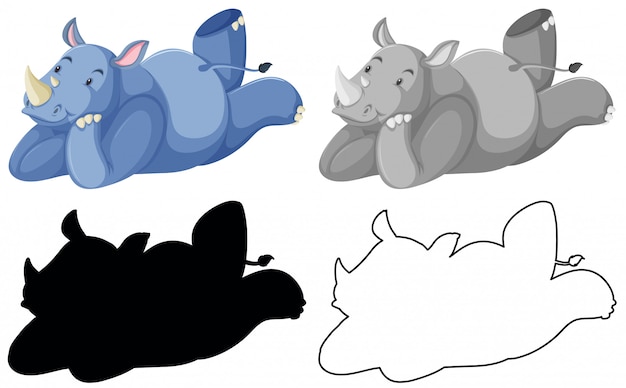 Set of rhinos isolated