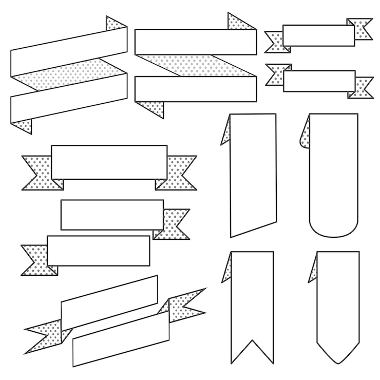 Free Vector set of ribbon banner vectors
