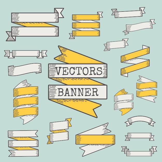 Free vector set of ribbon and banner