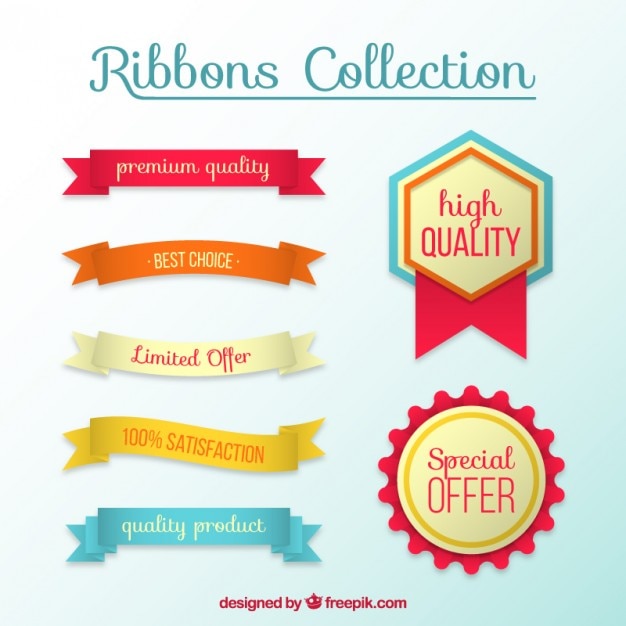 Set of ribbons and high quality badges