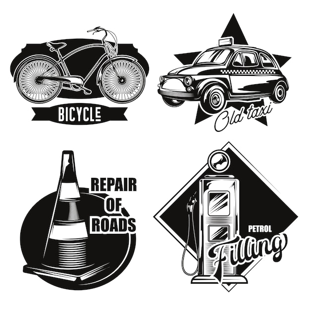 Set of road transport emblems