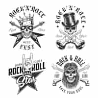 Vettore gratuito set di emblemi rock and roll