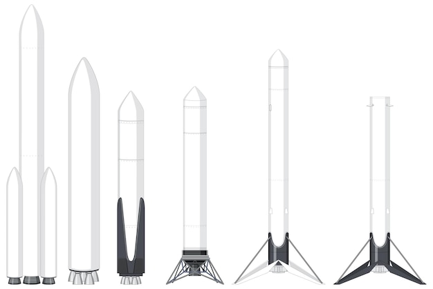 Free vector set of rockets and launch vehicles