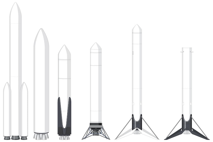 Free Vector set of rockets and launch vehicles