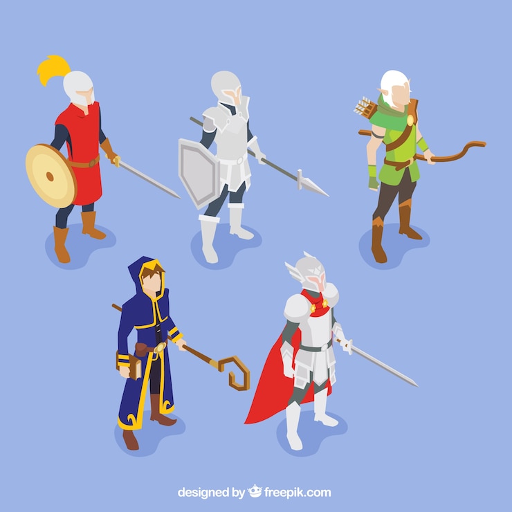Free Vector set of role game characters