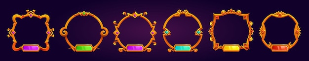 Set of round golden avatar frames