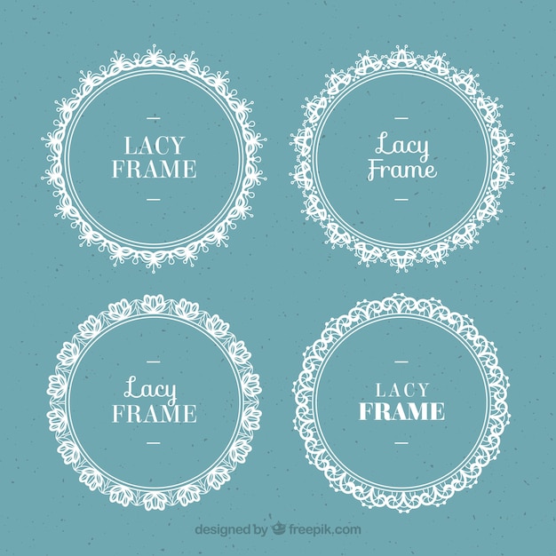 Free vector set of round lace frames