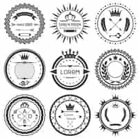 Free vector set of round retro labels