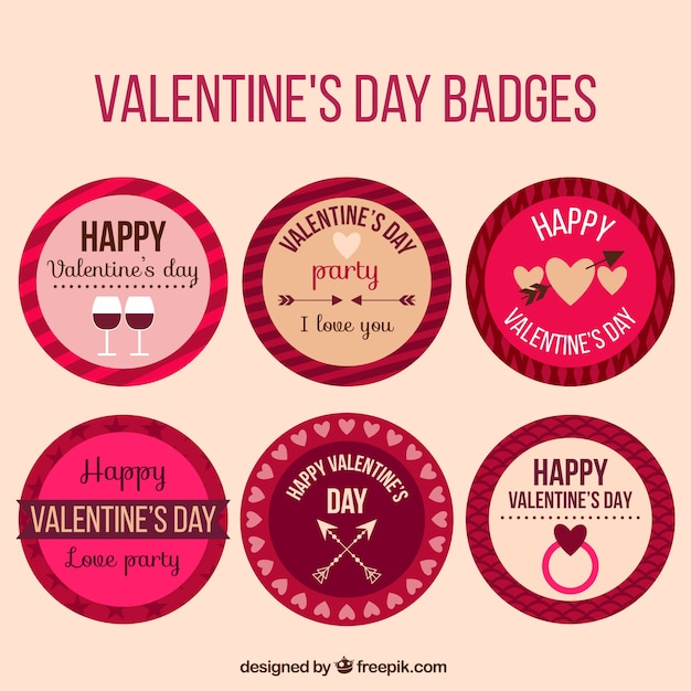 Free vector set of round valentine stickers