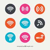 Free vector set of round wifi buttons