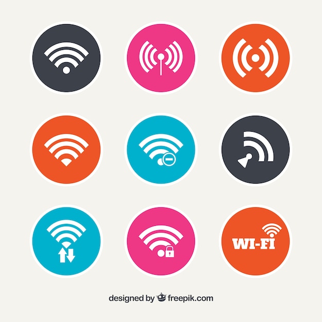 Free Vector set of round wifi buttons