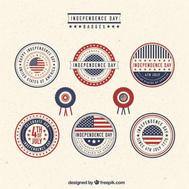 Set of rounded retro independence day badges