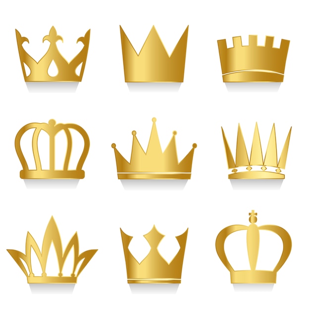 Set of royal crowns vector