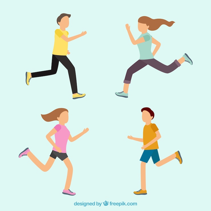 Free Vector set of running people