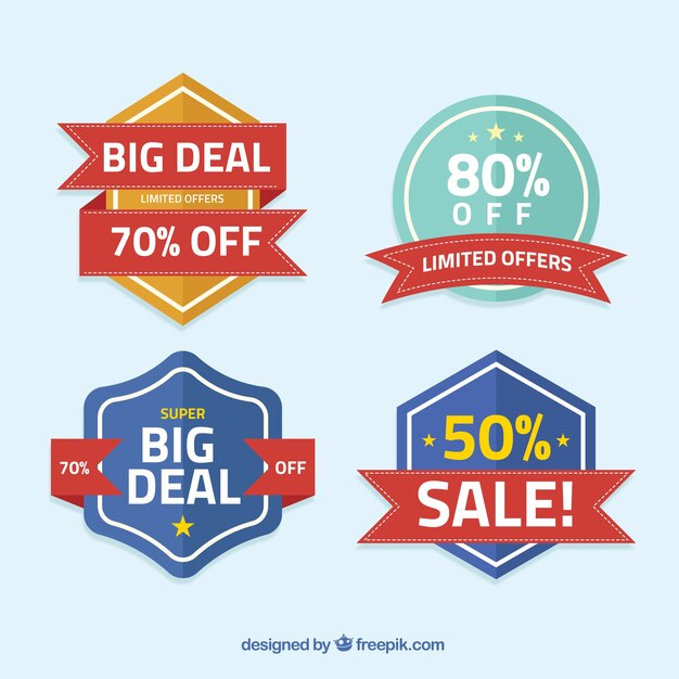 Set of sale badges in flat design