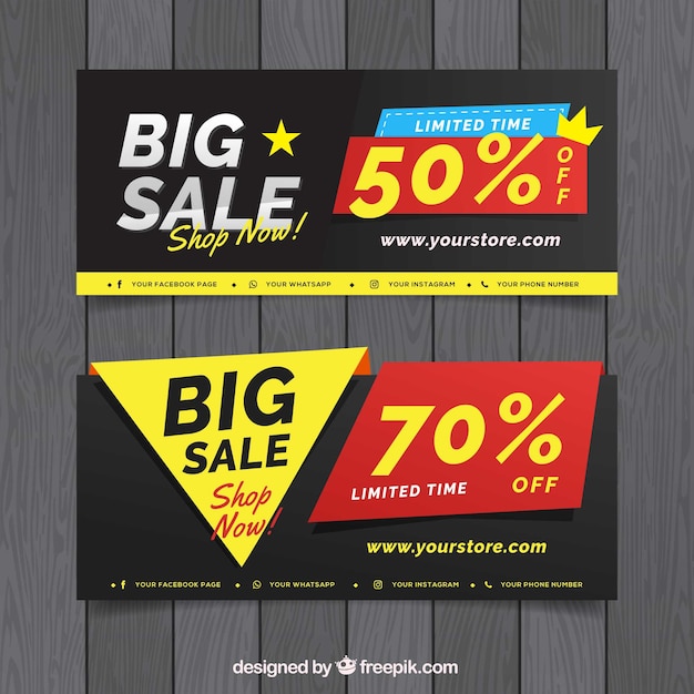 Free vector set of sale banners