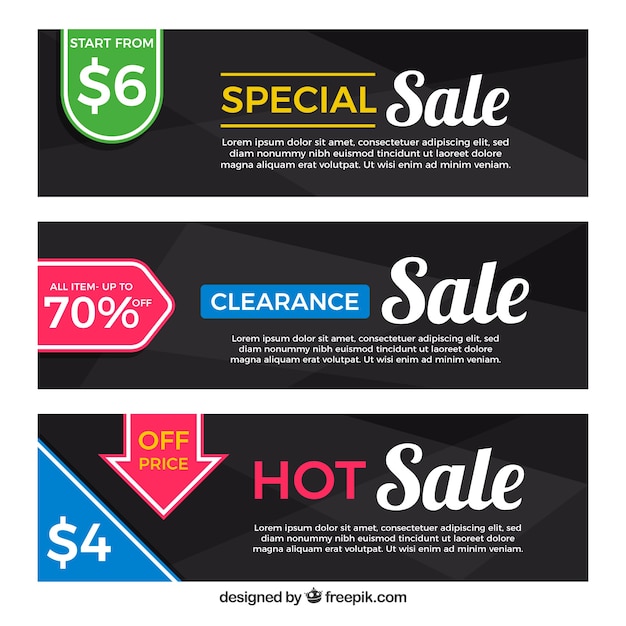 Free vector set of sale banners