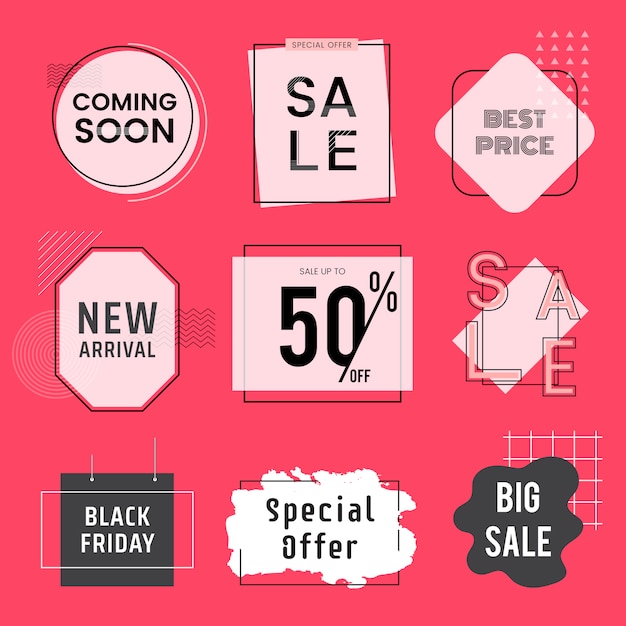 Set of sale and promotion badges vector