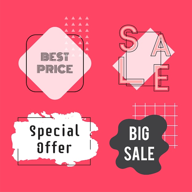 Free vector set of sale and promotion badges vector